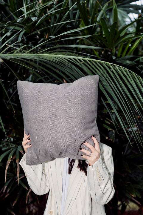 Cushion 19 / Outdoor+Indoor / Kudde / Linnelook / Herringbone / 50x50 cm