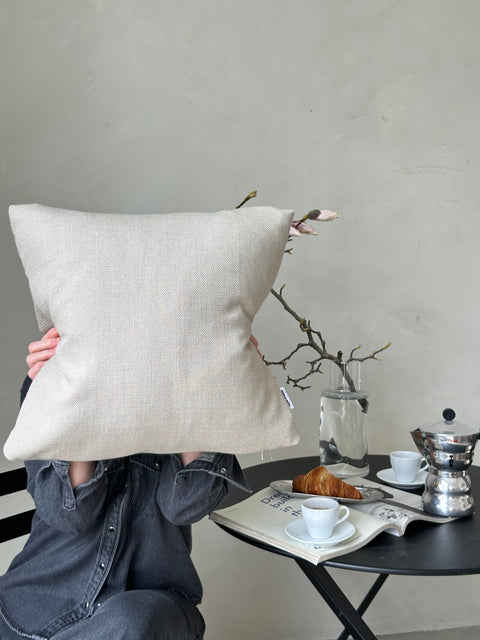 Cushion 21 / Outdoor+Indoor / Linen Look /  Nature/ 50x50 cm